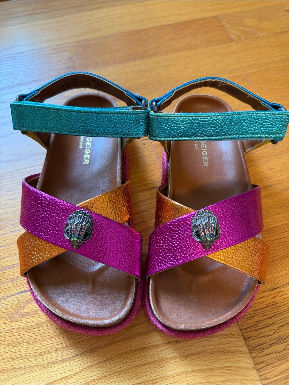 Kurt Geiger Multicolor Leather Strappy Sandal - Pink/Orange/Green